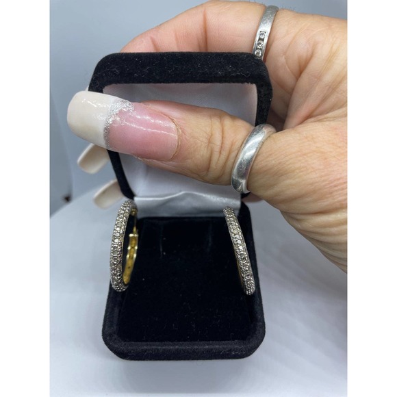 Gold Over 925 Sterling With Diamonds Earrings - Picture 1 of 13